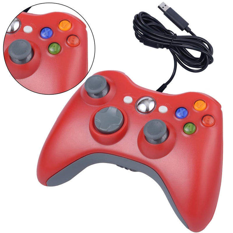 ONE250 USB Wired Game Pad Controller, Compatible with Xbox 360, Xbox 360 Slim, Windows PC - Replacement USB Wired Gamepad (Red) - Image 5